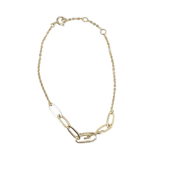 Adina Eden Pave Safety Pin Paperclip Bracelet 14K Gold Plated - Picture 4 of 5